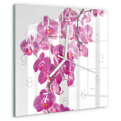 Skleněné hodiny Orchidej