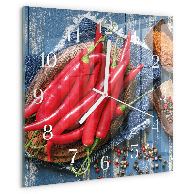 Skleněné hodiny Chilli paprička