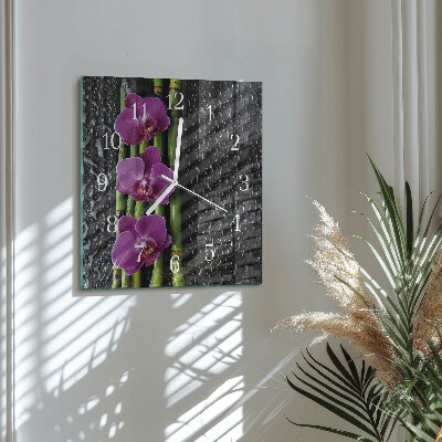 Skleněné hodiny Orchidej