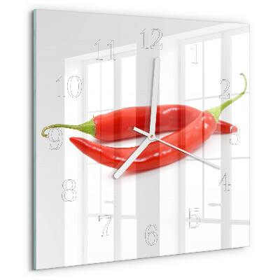 Skleněné hodiny Chilli paprička