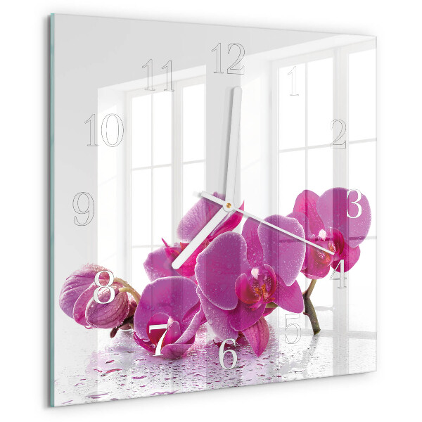 Skleněné hodiny Orchidej