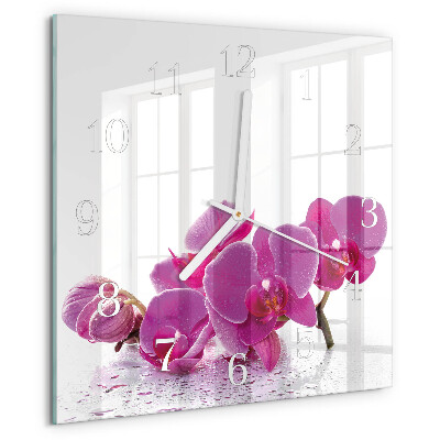 Skleněné hodiny Orchidej