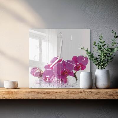 Skleněné hodiny Orchidej