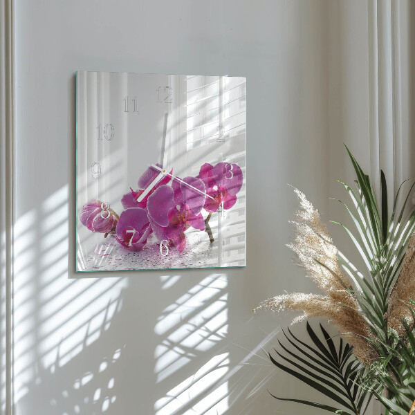 Skleněné hodiny Orchidej