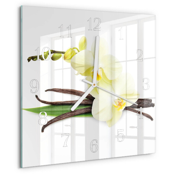 Skleněné hodiny Vanilková orchidej