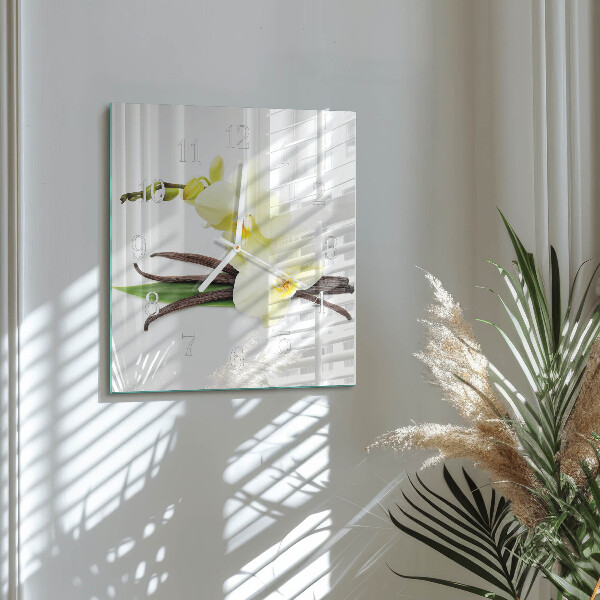 Skleněné hodiny Vanilková orchidej