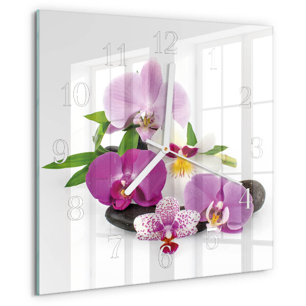 Skleněné hodiny Orchidej