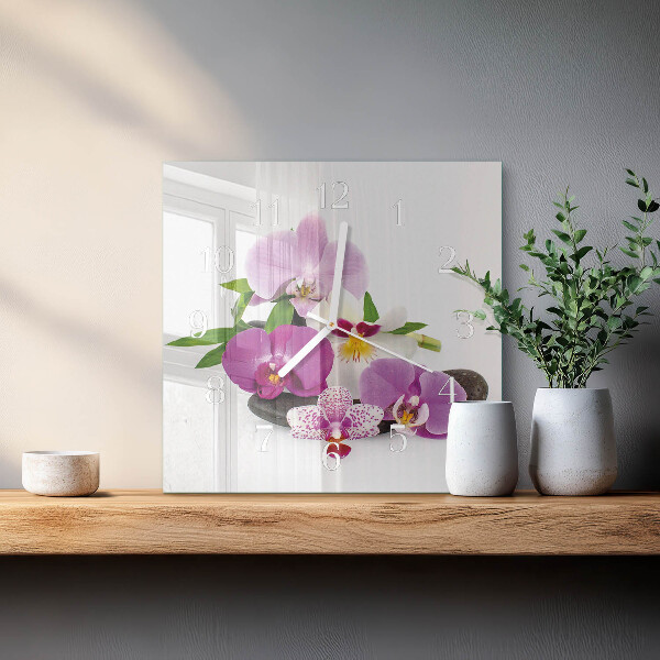 Skleněné hodiny Orchidej
