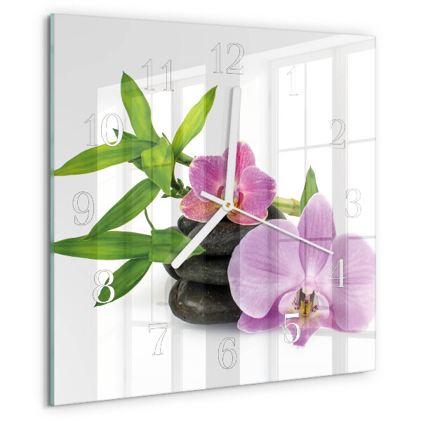 Skleněné hodiny Orchidej