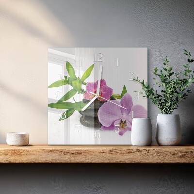 Skleněné hodiny Orchidej