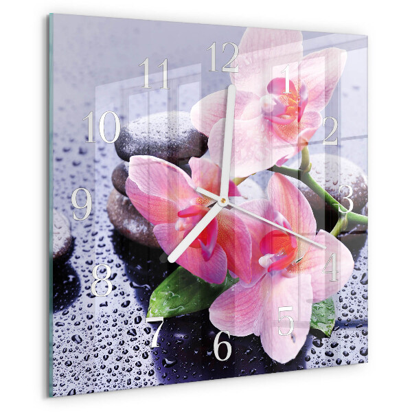 Skleněné hodiny Orchidej