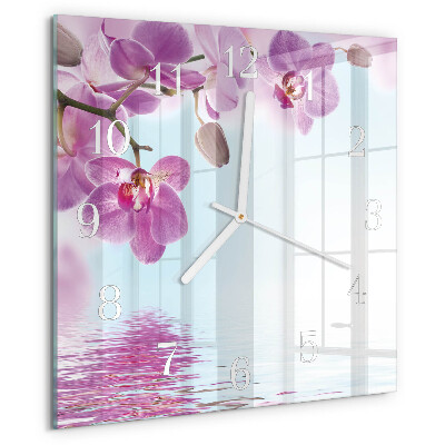 Skleněné hodiny Orchidej