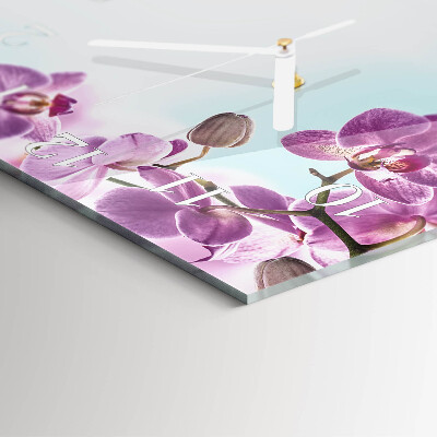 Skleněné hodiny Orchidej