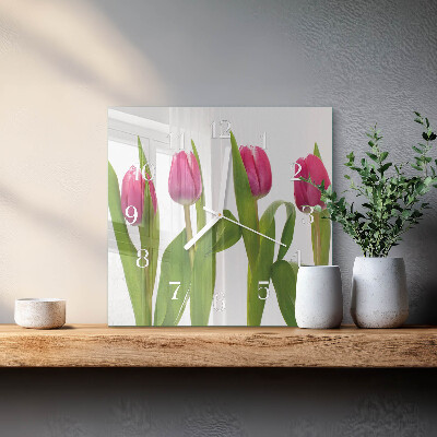 Skleněné hodiny Tulipány