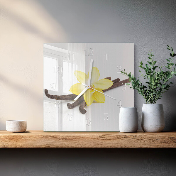Skleněné hodiny Vanilková orchidej