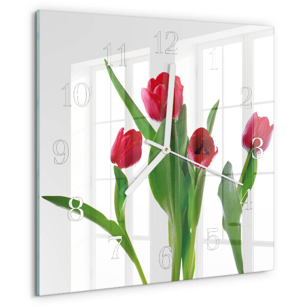 Skleněné hodiny Tulipány