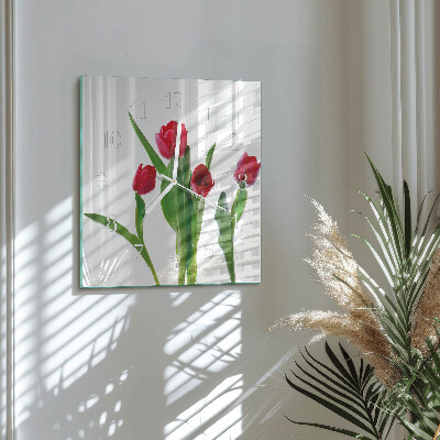 Skleněné hodiny Tulipány