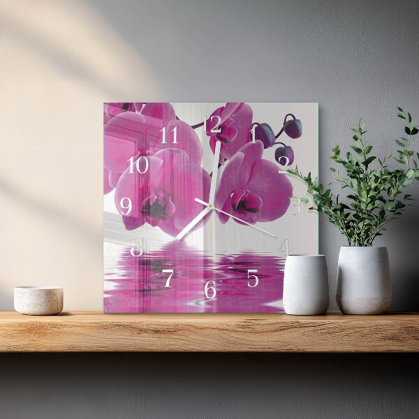 Skleněné hodiny Orchidej