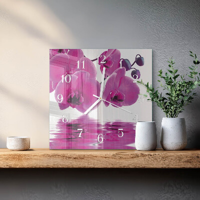 Skleněné hodiny Orchidej