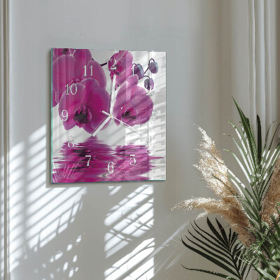 Skleněné hodiny Orchidej