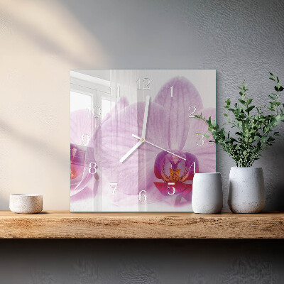 Skleněné hodiny Orchidej