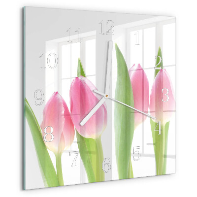 Skleněné hodiny Tulipány