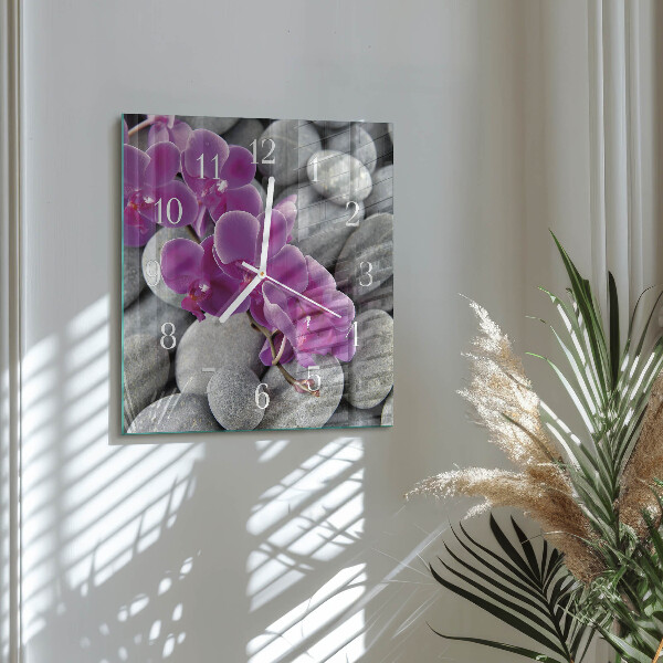 Skleněné hodiny Orchidejové kameny