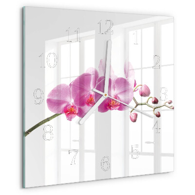 Skleněné hodiny Orchidej