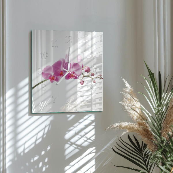 Skleněné hodiny Orchidej
