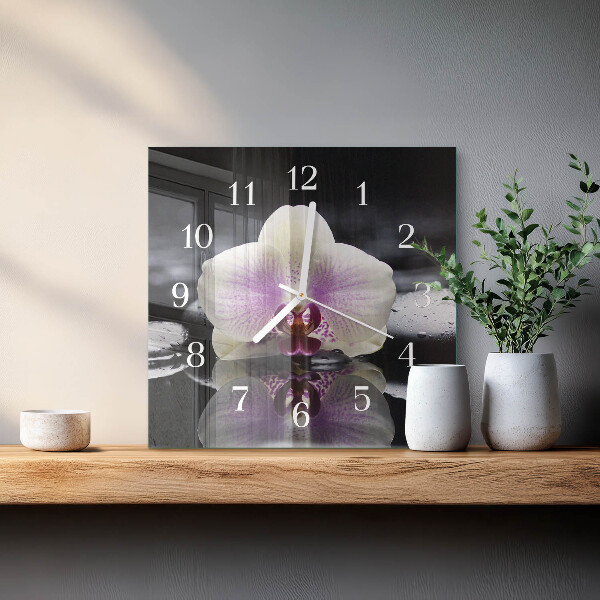 Skleněné hodiny Orchidej