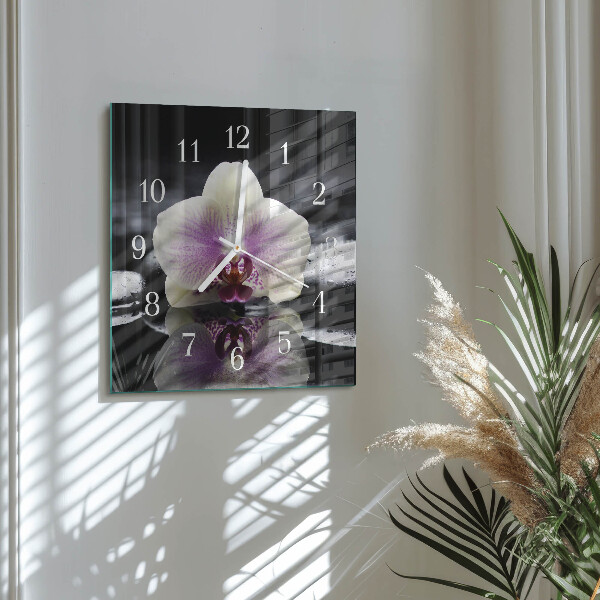 Skleněné hodiny Orchidej