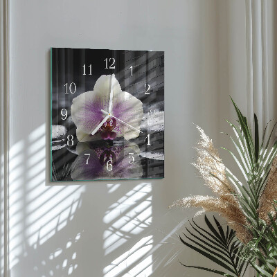Skleněné hodiny Orchidej