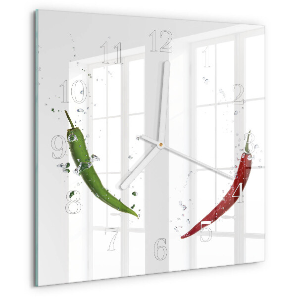 Skleněné hodiny Chilli papričky