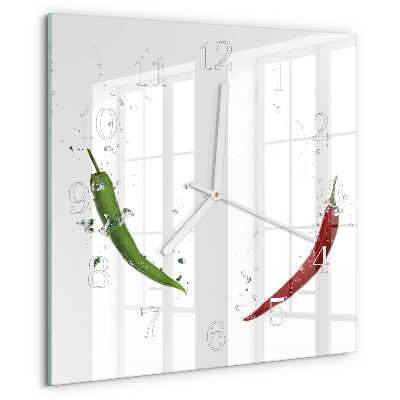 Skleněné hodiny Chilli papričky