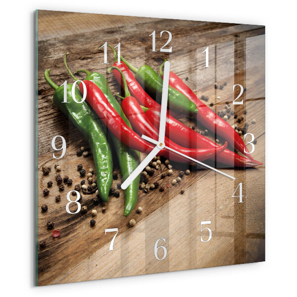 Skleněné hodiny Chilli papričky