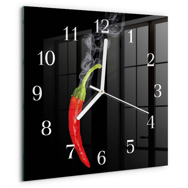 Skleněné hodiny Chilli paprička