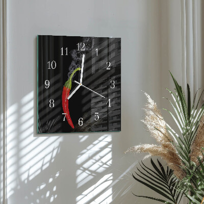 Skleněné hodiny Chilli paprička
