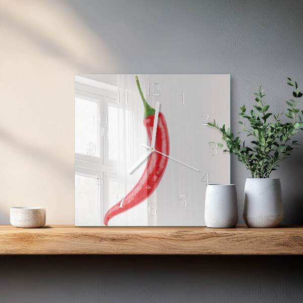 Skleněné hodiny Chilli paprička