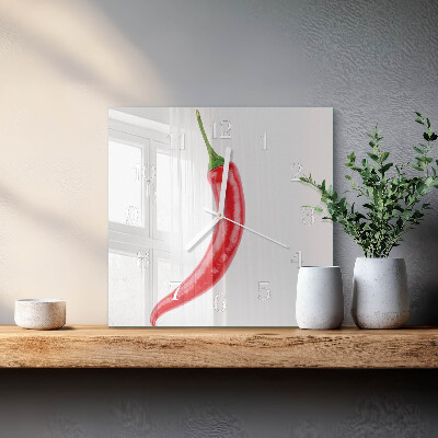 Skleněné hodiny Chilli paprička