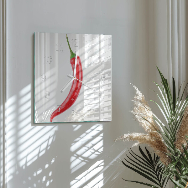 Skleněné hodiny Chilli paprička