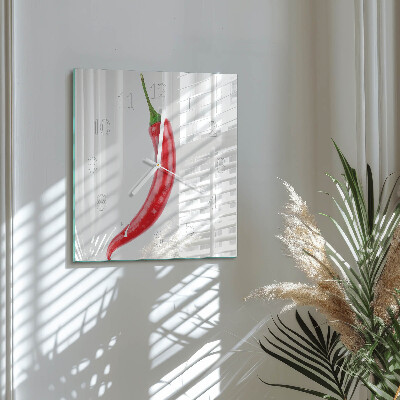 Skleněné hodiny Chilli paprička