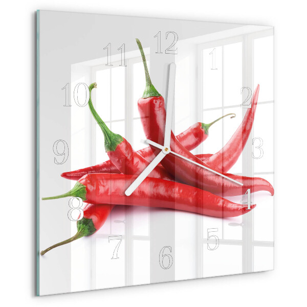 Skleněné hodiny Chilli papričky
