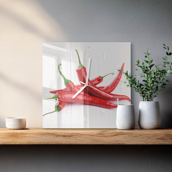 Skleněné hodiny Chilli papričky