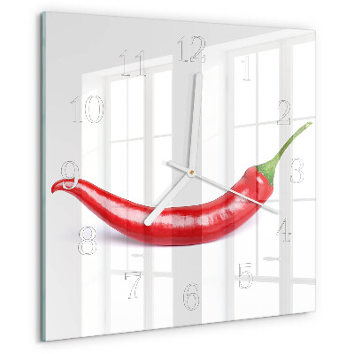 Skleněné hodiny Chilli paprička