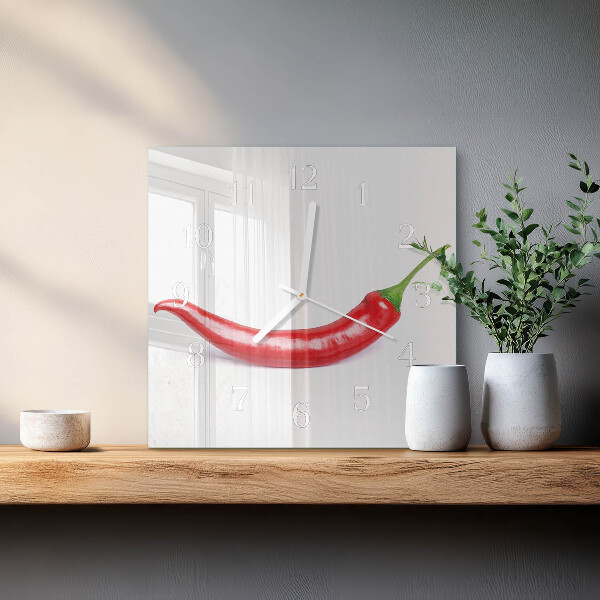 Skleněné hodiny Chilli paprička