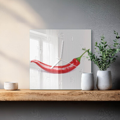 Skleněné hodiny Chilli paprička