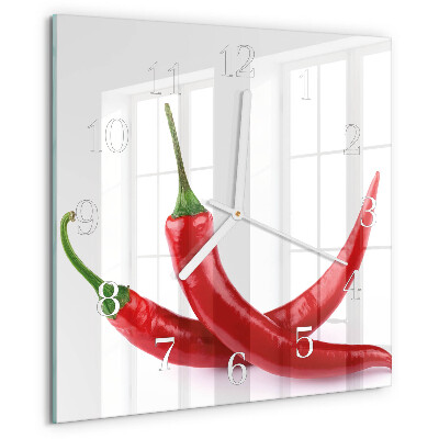 Skleněné hodiny Chilli papričky