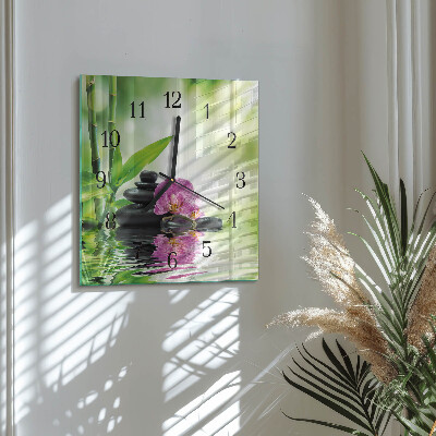 Skleněné hodiny na stěnu Lázeňská orchidej