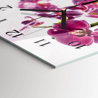 Skleněné hodiny na stěnu Orchidej