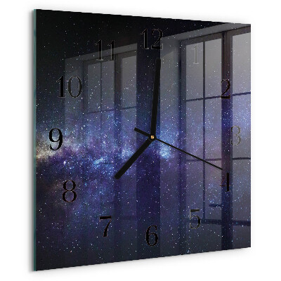 Skleněné hodiny na stěnu Galaxie